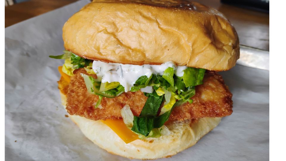 A visualization of the menu item "Fried Cod Sandwich"