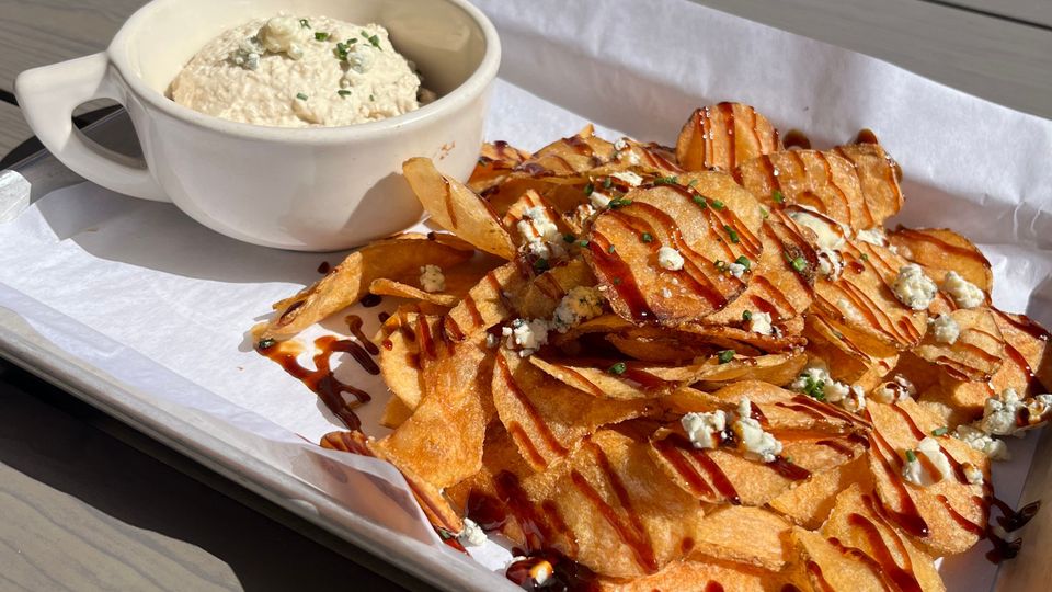 A visualization of the menu item "Pub Dip and Chips"