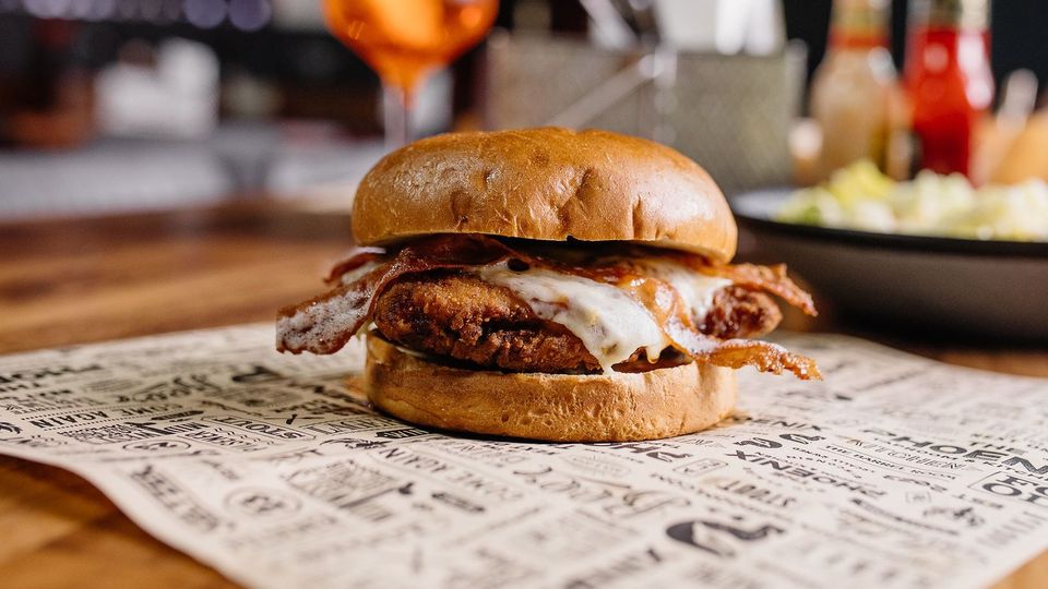 A visualization of the menu item "Hot Honey Chicken Sandwich"