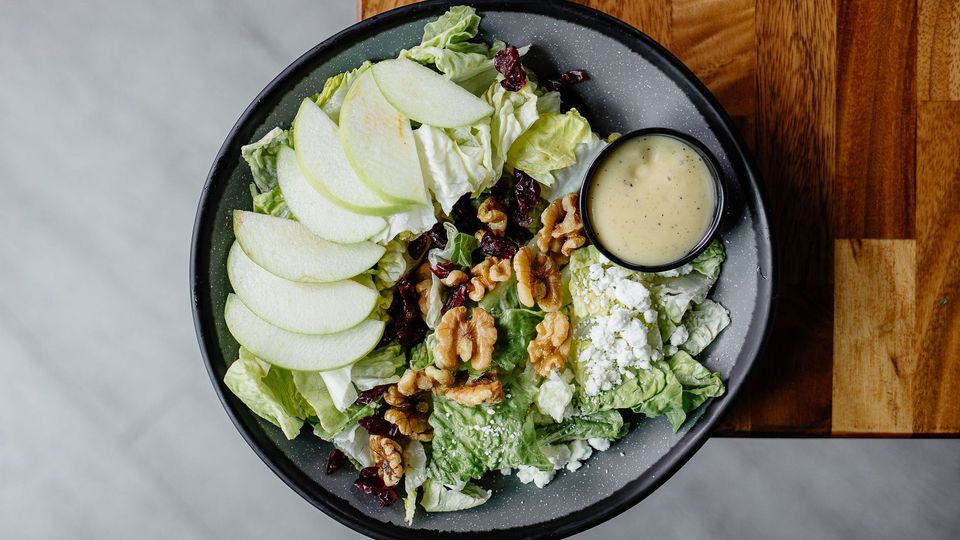 A visualization of the menu item "Apple, Walnut & Goat Cheese Salad"