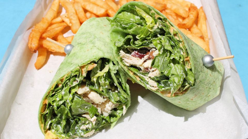 A visualization of the menu item "Chicken Caesar Wrap"