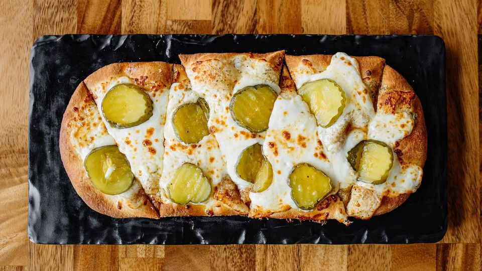 A visualization of the menu item "Spicy Pickle Flatbread"