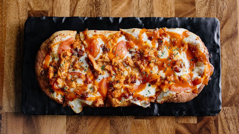A visualization of the menu item "Buffalo Chicken Flatbread"