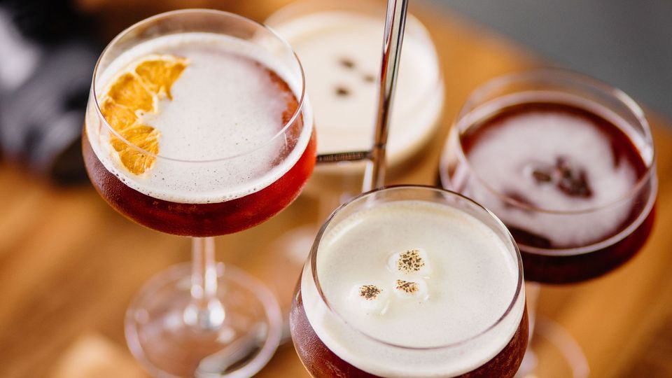 A visualization of the menu item "Espresso Martini Flight"