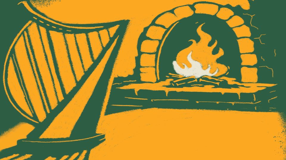 A visualization of the menu item "Hearth & Harp"