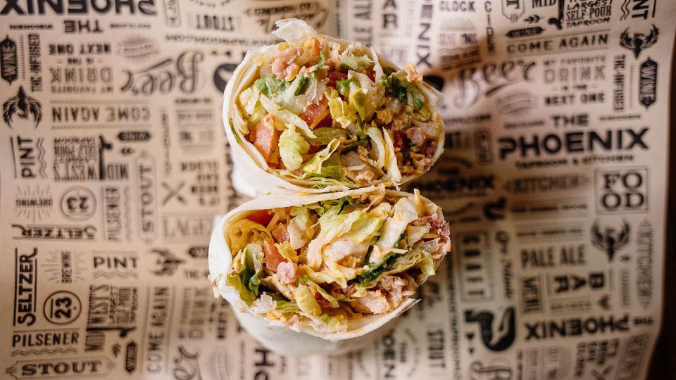 A visualization of the menu item "Buffalo Chicken Wrap"