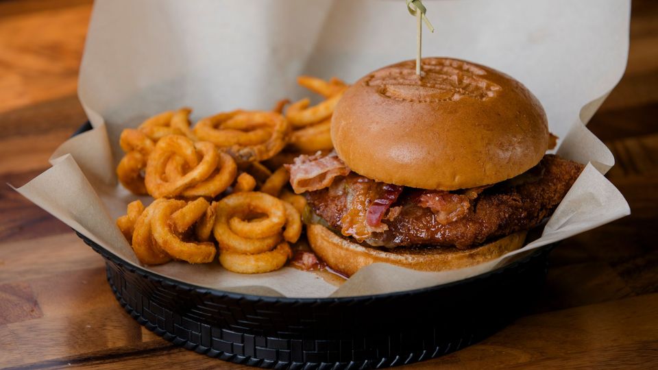 A visualization of the menu item "Hot Honey Chicken Sandwich"