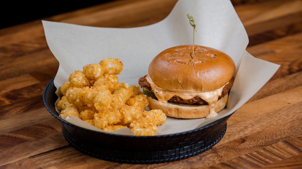 A visualization of the menu item "House Chicken Sandwich"