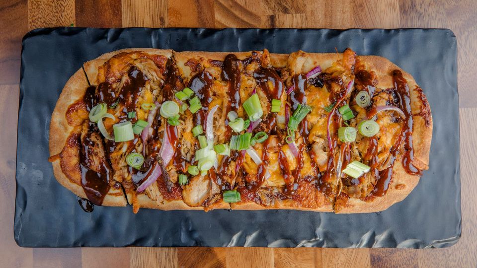 A visualization of the menu item "BBQ Pork Flatbread"
