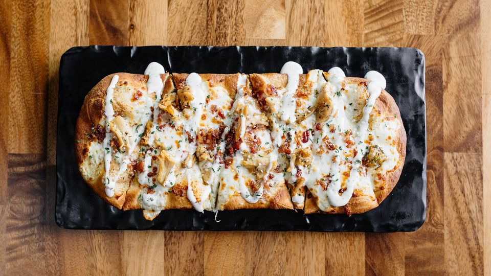 A visualization of the menu item "Chicken Bacon Ranch Flatbread"